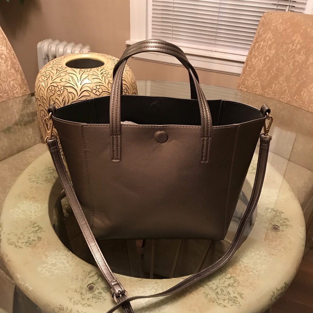 Grey Pewter Tote/ Crossbody Bag. Nice!